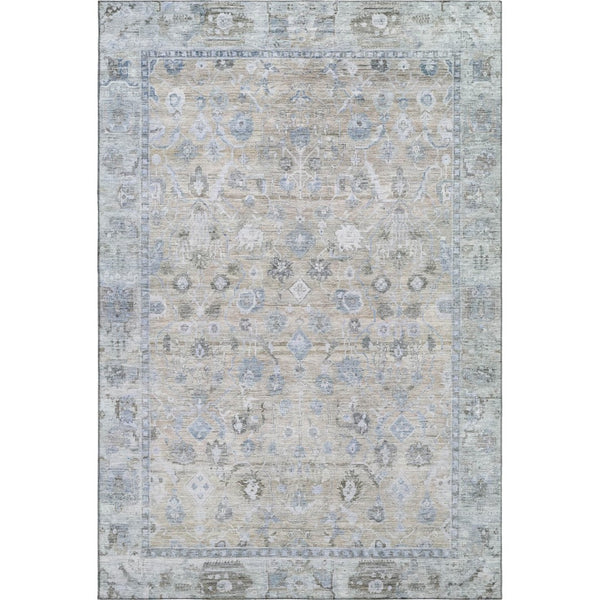 HomeRoots 5' X 8' Beige and Blue Oriental Area Rug – Stylish, Washable, UV-Protected with Stain Resistance! 700879