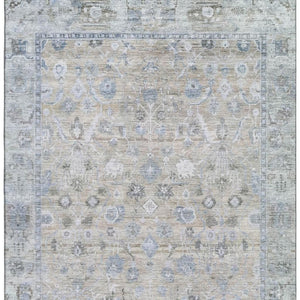 HomeRoots 5' X 8' Beige and Blue Oriental Area Rug – Stylish, Washable, UV-Protected with Stain Resistance! 700879