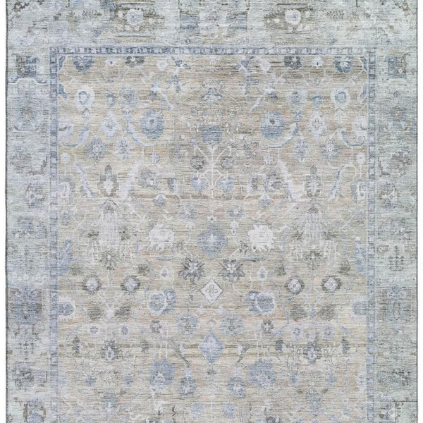 HomeRoots 5' X 8' Beige and Blue Oriental Area Rug – Stylish, Washable, UV-Protected with Stain Resistance! 700879