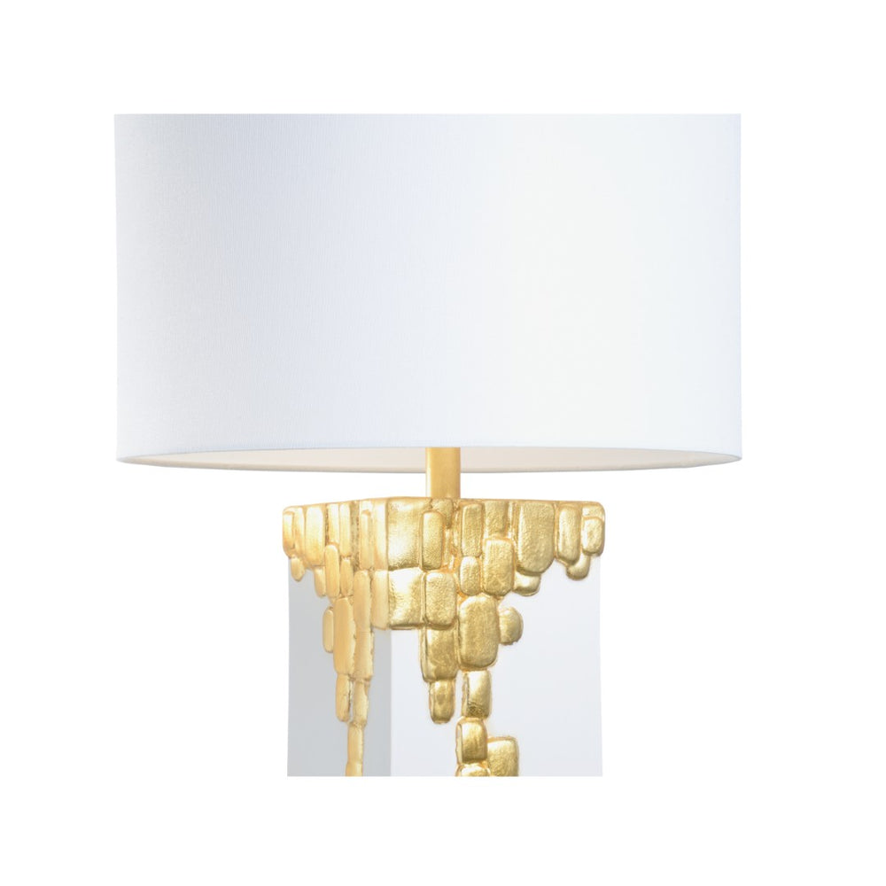 Chelsea House Tetris Sculptural Table Lamp By Shayla Copas — White Ceramic, Satin Gold Accents, Clear Acrylic Base 70088