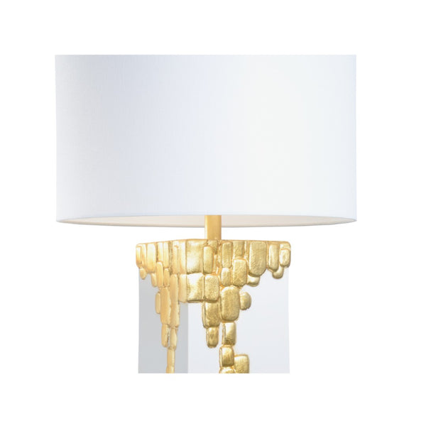 Chelsea House Tetris Sculptural Table Lamp By Shayla Copas — White Ceramic, Satin Gold Accents, Clear Acrylic Base 70088