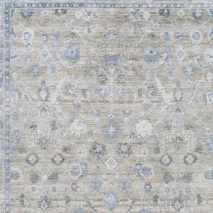 HomeRoots 10' X 14' Beige and Blue Oriental Area Rug - Washable, UV-Protected, Stain-Resistant Beauty for Homes 700883