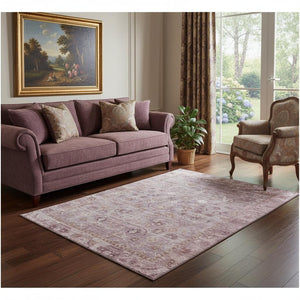 HomeRoots 5' X 8' Blush & Ivory Oriental Area Rug - Elegant, Washable, UV-Protected, Stain-Resistant Design! 700885