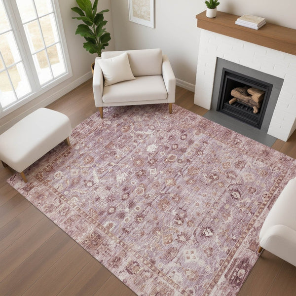 HomeRoots 5' X 8' Blush & Ivory Oriental Area Rug - Elegant, Washable, UV-Protected, Stain-Resistant Design! 700885
