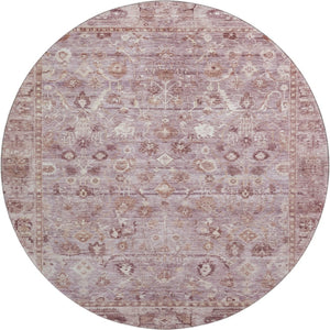 HomeRoots 8' Blush and Ivory Oriental Round Rug – Durable, Stain Resistant, UV Protected, Elegant Home Decor Piece 700886