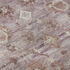 HomeRoots 8' Blush and Ivory Oriental Round Rug – Durable, Stain Resistant, UV Protected, Elegant Home Decor Piece 700886
