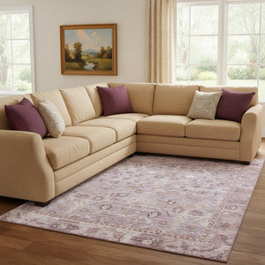 HomeRoots 8' X 10' Blush & Ivory Oriental Area Rug – Durable, Washable, UV-Protected for Elegant Living Spaces 700887