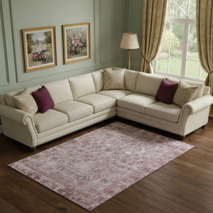 HomeRoots 9' X 12' Blush & Ivory Oriental Area Rug – Washable, UV Resistant & Stylish for High-Traffic Spaces! 700888