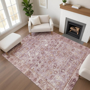 HomeRoots 9' X 12' Blush & Ivory Oriental Area Rug – Washable, UV Resistant & Stylish for High-Traffic Spaces! 700888