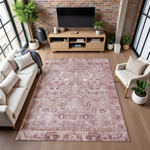 HomeRoots 9' X 12' Blush & Ivory Oriental Area Rug – Washable, UV Resistant & Stylish for High-Traffic Spaces! 700888