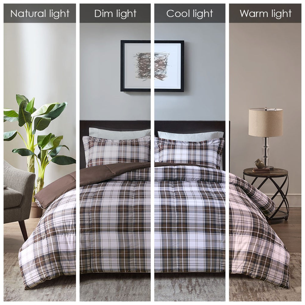English Elm King/Cal Parkston 3M Scotchgard Plaid Down Alternative Comforter Set — Moisture-Wicking, OEKO-TEX Antimicrobial Finish B03599081