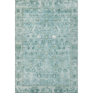 HomeRoots 5' Blue and Ivory Oriental Area Rug – Washable, UV-Protected, Durable Design for Busy Households 700891