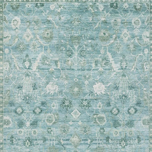 HomeRoots 5' Blue and Ivory Oriental Area Rug – Washable, UV-Protected, Durable Design for Busy Households 700891
