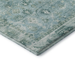 HomeRoots 8' Blue And Ivory Oriental Round Rug – Washable, UV-Protected, Soft Polyester for Family Spaces 700892