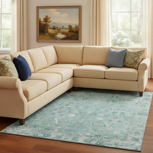 HomeRoots 8' X 10' Blue and Ivory Oriental Washable Area Rug - Durable, Stain-Resistant, UV-Protected Elegance 700893