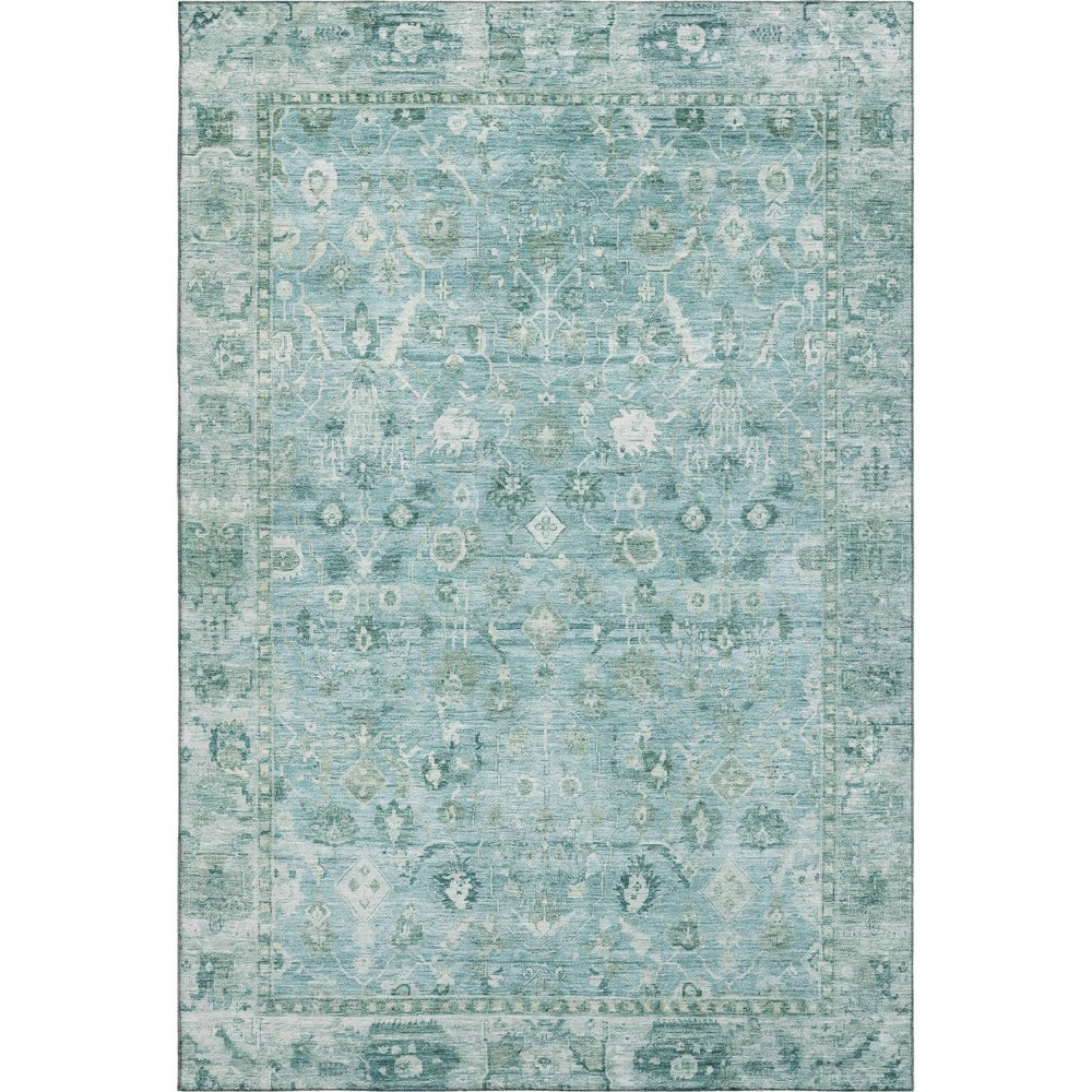 HomeRoots 8' X 10' Blue and Ivory Oriental Washable Area Rug - Durable, Stain-Resistant, UV-Protected Elegance 700893