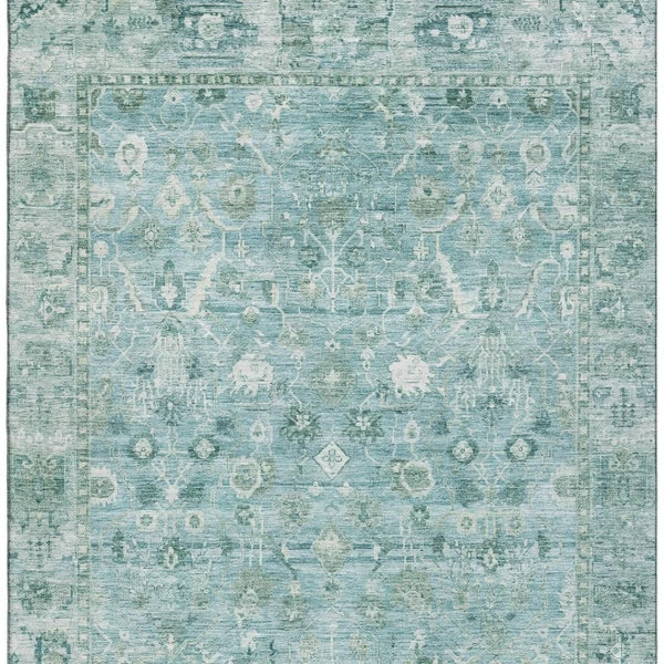 HomeRoots 8' X 10' Blue and Ivory Oriental Washable Area Rug - Durable, Stain-Resistant, UV-Protected Elegance 700893