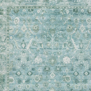 HomeRoots 10' X 14' Blue and Ivory Washable Oriental Area Rug with UV Protection, Stain Resistance & Elegance 700895