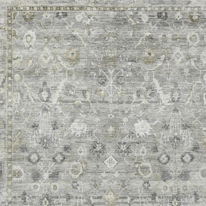 HomeRoots 8' X 10' Pewter & Ivory Oriental Area Rug - Washable, UV Protected, Non-Slip, Perfect for Families! 700899
