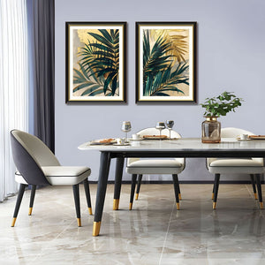 English Elm Set Of 2 Framed Tropical Palm Leaf Canvas Prints – Modern Botanical Wall Art For Any Room Decor T3976P383236-GIGA