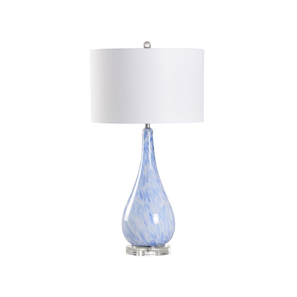 Chelsea House Elio Hand-Blown Glass Table Lamp With White Shade & Brushed Nickel Accents For Serene Ambient Lighting 70090