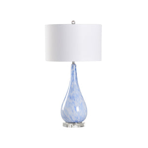 Chelsea House Elio Hand-Blown Glass Table Lamp With White Shade & Brushed Nickel Accents For Serene Ambient Lighting 70090