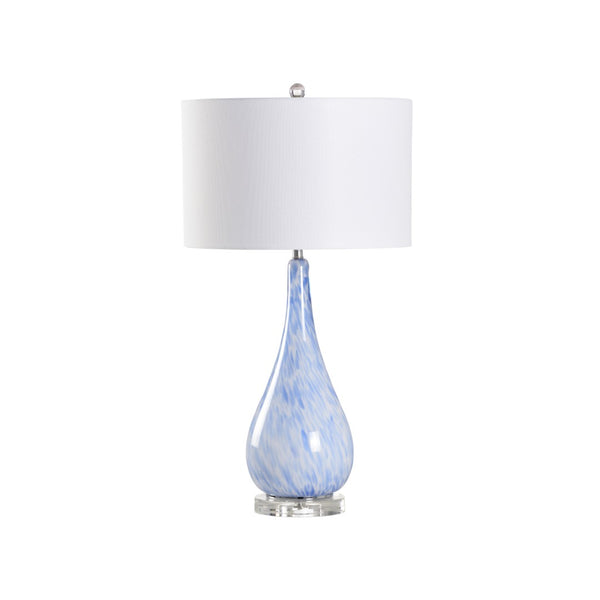 Chelsea House Elio Hand-Blown Glass Table Lamp With White Shade & Brushed Nickel Accents For Serene Ambient Lighting 70090
