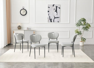 English Elm Dark Oil Waxed Faux Leather Dining Chair Set with Diamond Tufted High Back Metal Legs W3493P449243