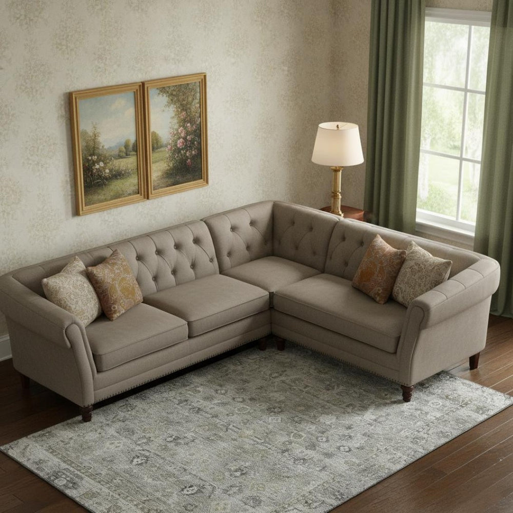 HomeRoots 9' X 12' Washable Pewter and Ivory Oriental Area Rug with UV Protection for High-Traffic Spaces 700900