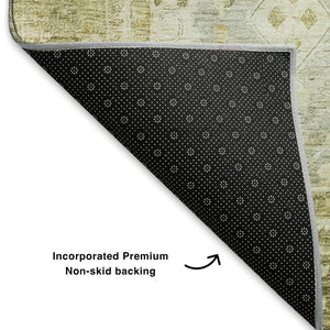 HomeRoots 8' Sage and Ivory Oriental Round Rug - UV Protected, Stain Resistant, Perfect for High-Traffic Areas 700904
