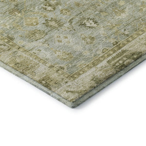 HomeRoots 8' Sage and Ivory Oriental Round Rug - UV Protected, Stain Resistant, Perfect for High-Traffic Areas 700904