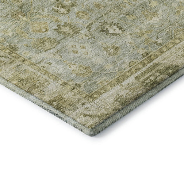 HomeRoots 8' Sage and Ivory Oriental Round Rug - UV Protected, Stain Resistant, Perfect for High-Traffic Areas 700904
