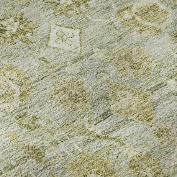 HomeRoots 8' Sage and Ivory Oriental Round Rug - UV Protected, Stain Resistant, Perfect for High-Traffic Areas 700904