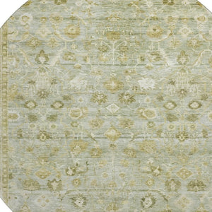 HomeRoots 8' Sage and Ivory Oriental Round Rug - UV Protected, Stain Resistant, Perfect for High-Traffic Areas 700904