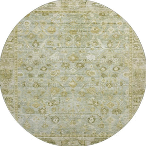 HomeRoots 8' Sage and Ivory Oriental Round Rug - UV Protected, Stain Resistant, Perfect for High-Traffic Areas 700904