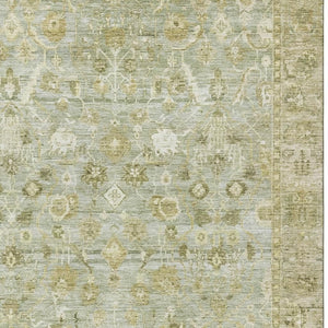 HomeRoots 9' X 12' Sage and Ivory Oriental Area Rug - Washable, UV-Protected, Durable & Stylish for Any Room 700906