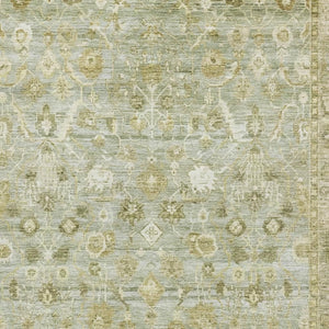 HomeRoots 10' X 14' Elegant Sage and Ivory Oriental Area Rug – Washable, UV-Protected, Perfect for Busy Homes 700907