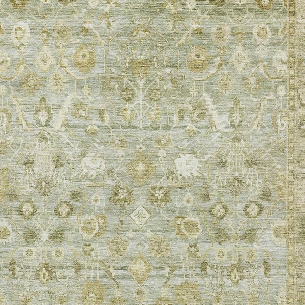 HomeRoots 10' X 14' Elegant Sage and Ivory Oriental Area Rug – Washable, UV-Protected, Perfect for Busy Homes 700907