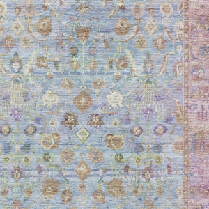 HomeRoots 9' X 12' Pale Aqua & Lavender Oriental Washable Area Rug - Durable, Stain Resistant, UV Protected! 700912