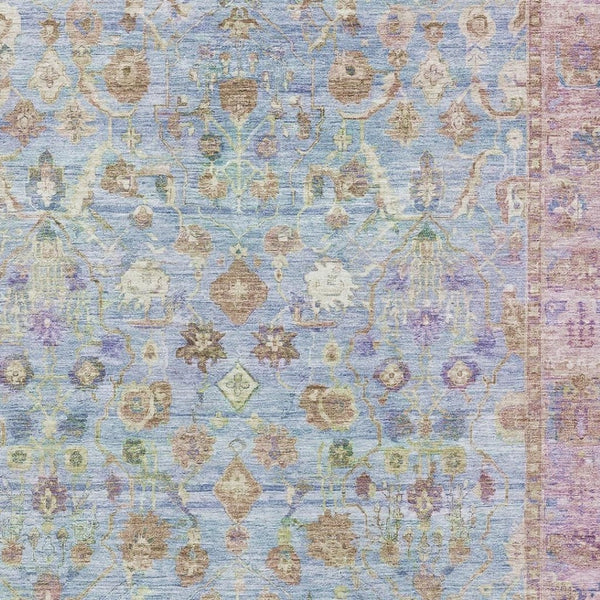 HomeRoots 9' X 12' Pale Aqua & Lavender Oriental Washable Area Rug - Durable, Stain Resistant, UV Protected! 700912