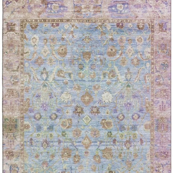 HomeRoots 9' X 12' Pale Aqua & Lavender Oriental Washable Area Rug - Durable, Stain Resistant, UV Protected! 700912