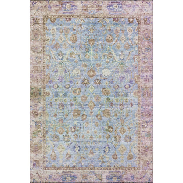 HomeRoots 10' X 14' Pale Aqua & Lavender Oriental Area Rug - UV Protected, Stain-Resistant, Durable Design 700913