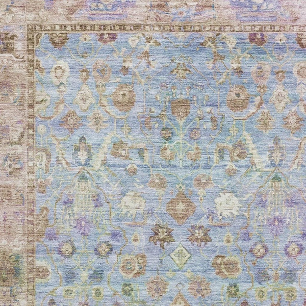 HomeRoots 10' X 14' Pale Aqua & Lavender Oriental Area Rug - UV Protected, Stain-Resistant, Durable Design 700913