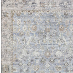 HomeRoots 5' X 8' Sky Blue & Ivory Oriental Washable Area Rug - Elegant, Durable, UV Protected for Busy Homes 700915