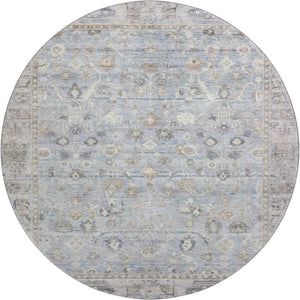 HomeRoots 8' Sky Blue And Ivory Oriental Round Rug - Stylish, Durable, Stain-Resistant with UV Protection! 700916