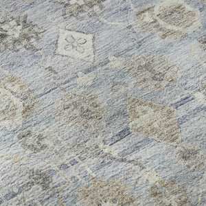 HomeRoots 8' Sky Blue And Ivory Oriental Round Rug - Stylish, Durable, Stain-Resistant with UV Protection! 700916