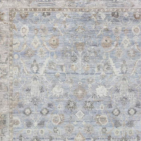 HomeRoots 8' X 10' Sky Blue and Ivory Oriental Area Rug - Washable, Stain Resistant, UV Protected for Durability 700917