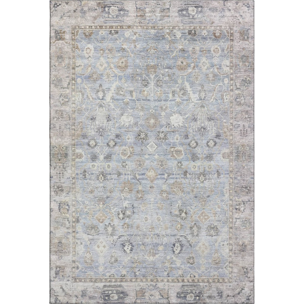 HomeRoots 9' X 12' Sky Blue & Ivory Oriental Area Rug - Washable, UV-Protected, Durable & Pet-Friendly Design 700918