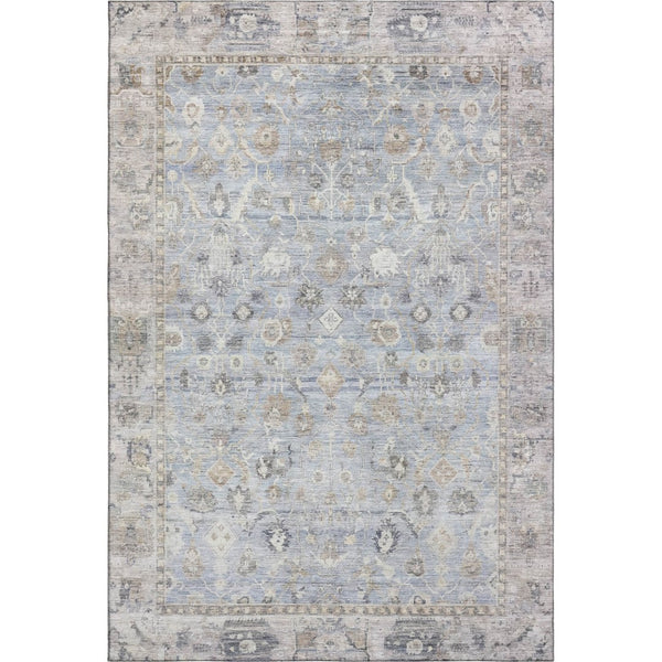 HomeRoots 9' X 12' Sky Blue & Ivory Oriental Area Rug - Washable, UV-Protected, Durable & Pet-Friendly Design 700918