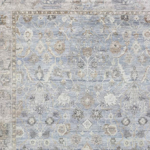 HomeRoots 9' X 12' Sky Blue & Ivory Oriental Area Rug - Washable, UV-Protected, Durable & Pet-Friendly Design 700918